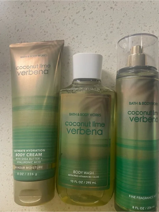 Bath & Body Works Coconut Lime Verbena Body Care Set - Green & Gold