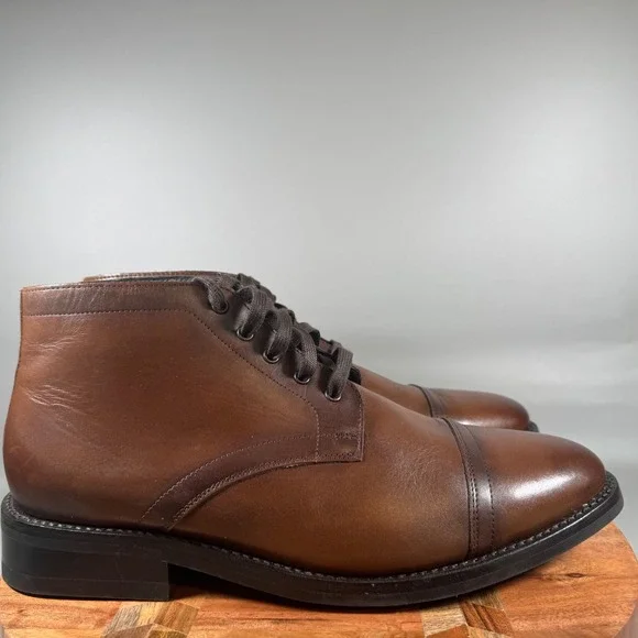 Thursday Boot Co Everyday Cap Toe Chukka Boots Brandy Leather Mens 12.5 Wide US