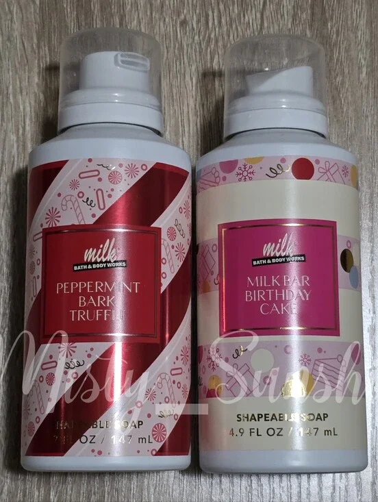 Bath Body Works Milk Bar Birthday Cake & Peppermint Bark Truffle Shapeable Soaps
