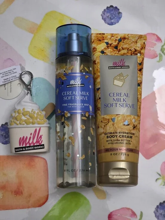 Bath Body Works Milk Bar Bakery Cereal Milk Soft Serve 3 Piece Gift Set New RARE