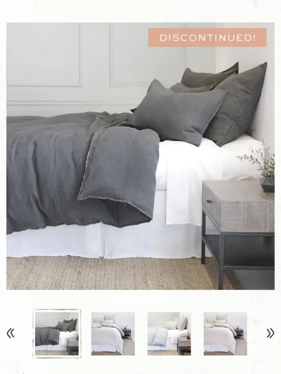 Pom Pom at Home King size Blair Linen Duvet and Shams in Charcoal Gray