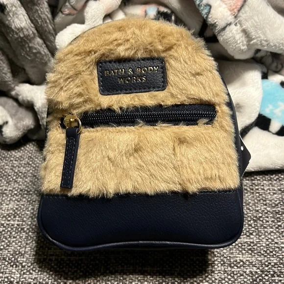 NWT Bath & Body Works FAUX LEATHER & FUR Cosmetic Bag