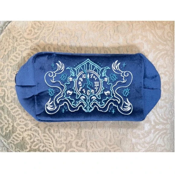 Illumicrate Heart of Time Blue Velvet Embroidered Pouch Clock Face Bag Dec 2024