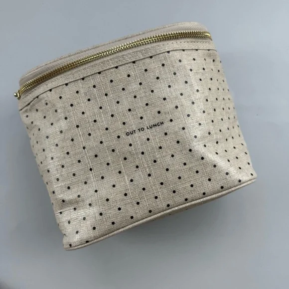 Kate Spade NY “Out to Lunch” Polka Dot Lunch Pouch Cosmetic Bag Beige