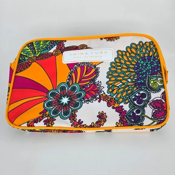 Trina Turk for Clinique Makeup Bag Bright Colorful Fun Pattern‎ Never Used