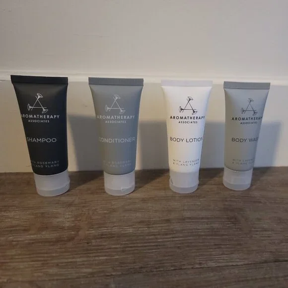 4 Aromatherapy Travel‎ Toiletries Shampoo Conditioner Body Wash Body Lotion Lot
