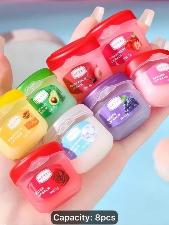 8Assorted Fruit & Floral Lip Balm. Anti-chapping mask for Smooth Lips