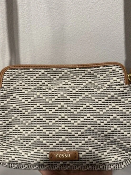 Fossil Cream and Black Woven  with Tan Trim