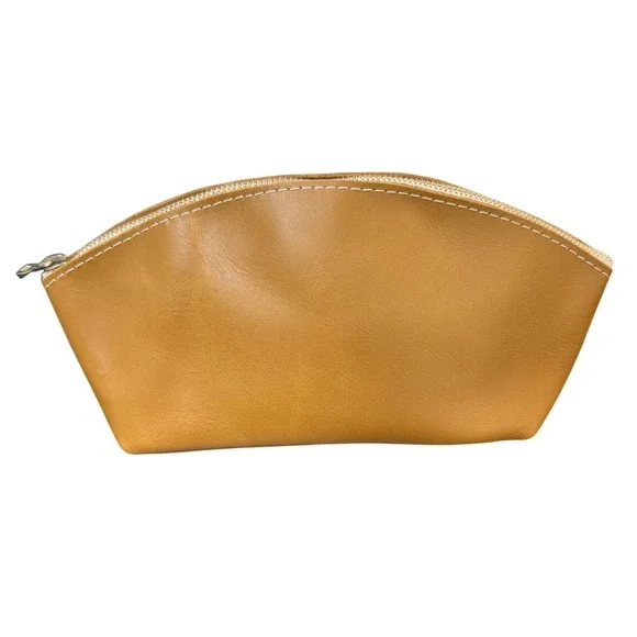 Portland Leather Eclipse Cosmetic Pouch Makeup Bag Mango Gold NEW‎