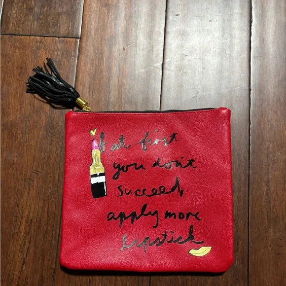 Red  Pouch with Lipstick Motif u