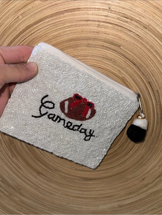 Francesca's  'Gameday' White Zipper Pouch