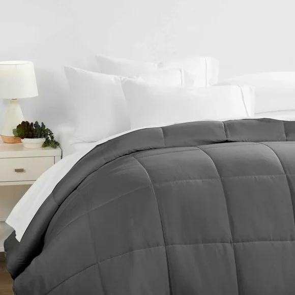 Down Comforter King Size Alternative Lightweight Dark Gray Ultra Soft #082