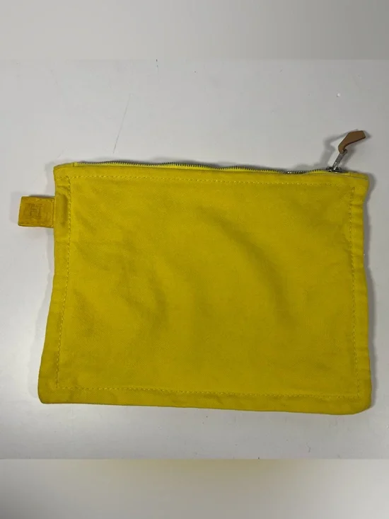 Hermès Yellow Cotton Flat Zip Pouch Travel Organizer Clutch