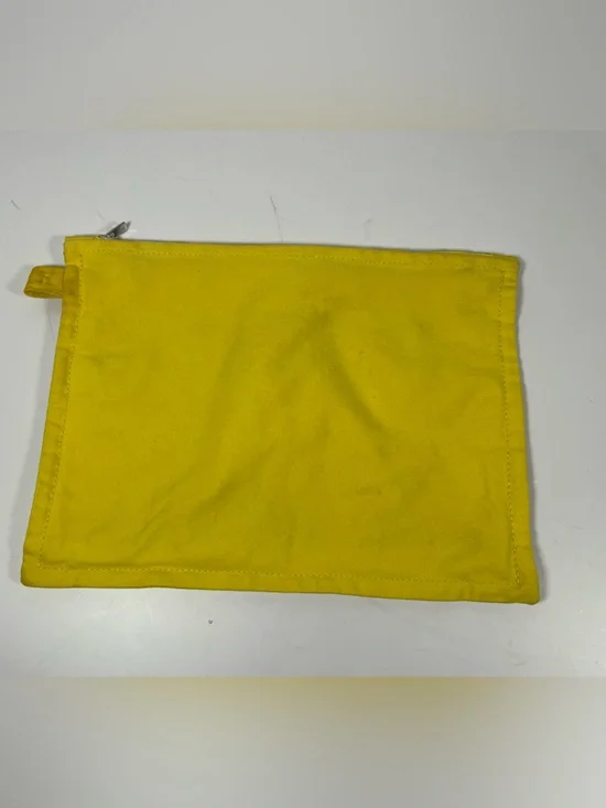 Hermès Yellow Cotton Flat Zip Pouch Document Travel Organizer