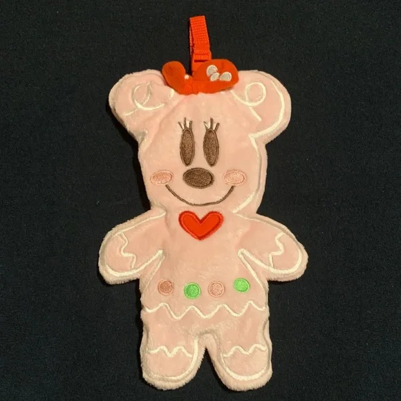 Tokyo Disneyland Minnie Mouse Plush Embroidered Zip Case Pouch Gingerbread