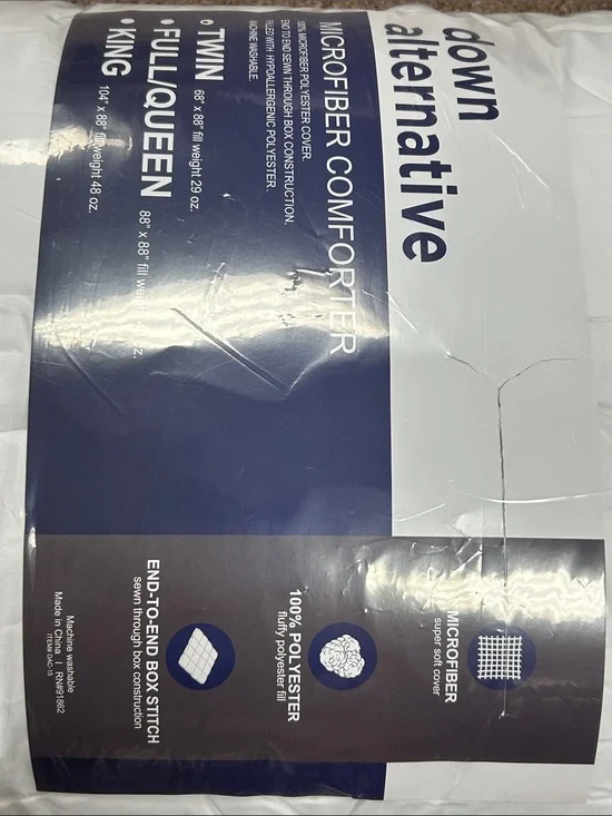 Alternative White Comforter with Navy Label