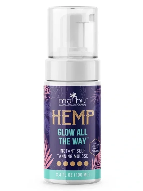 Malibu Hemp Glow All The Way's Instant Self Tanning Mousse NWT
