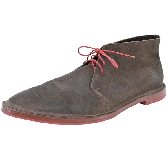Cole Haan Mens Brown Suede Chukka Boots Red Laces Contrast Sole Size 13M