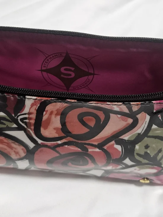 Stephanie Johnson Floral Cosmetic‎ Pouch in Pink, Black and Green