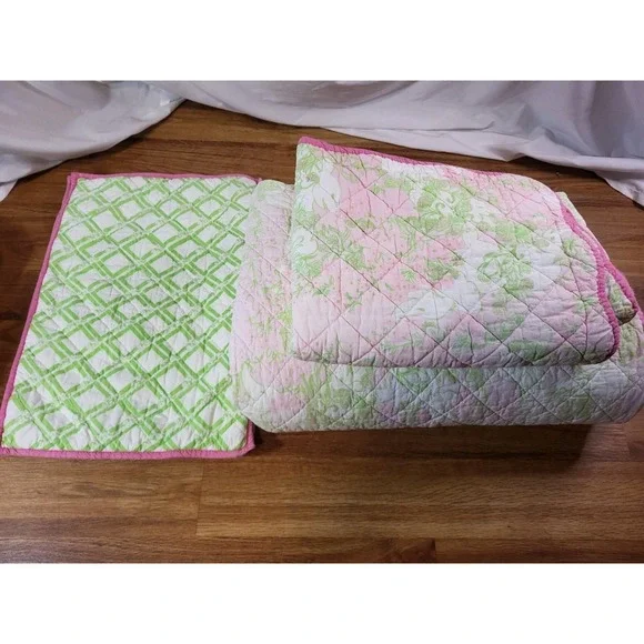 Lilly Pulitzer X Garnet Hill Queen Pink Green Elephant 5 Pieces