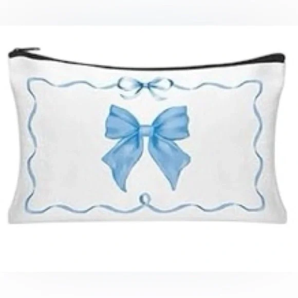 Blue Bow Makeup Bag