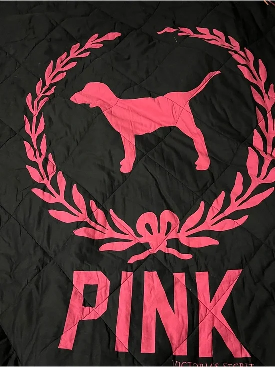 HTF Victoria's Secret PINK Black and Hot Pink Comforter