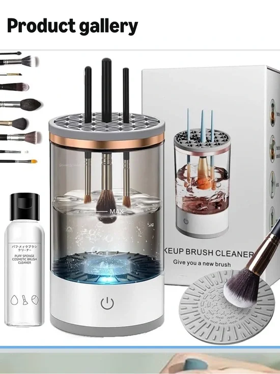 Electric Makeup Brush Cleaner in White and Rose Gold