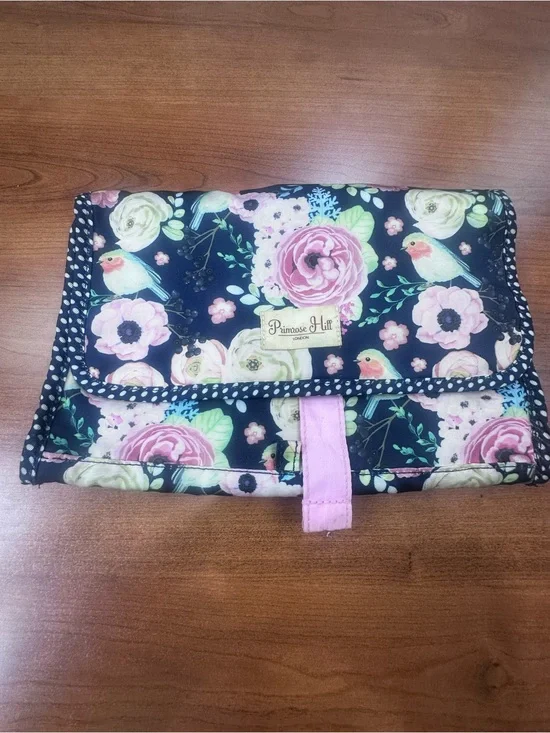 Primrose Hill Floral Travel Makeup Bag - Navy with Pink Roses