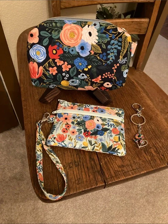 Makeup/Cosmetic Bag & Double Zip Wristlet Wallet Rifle Paper Co Bundle NWOT