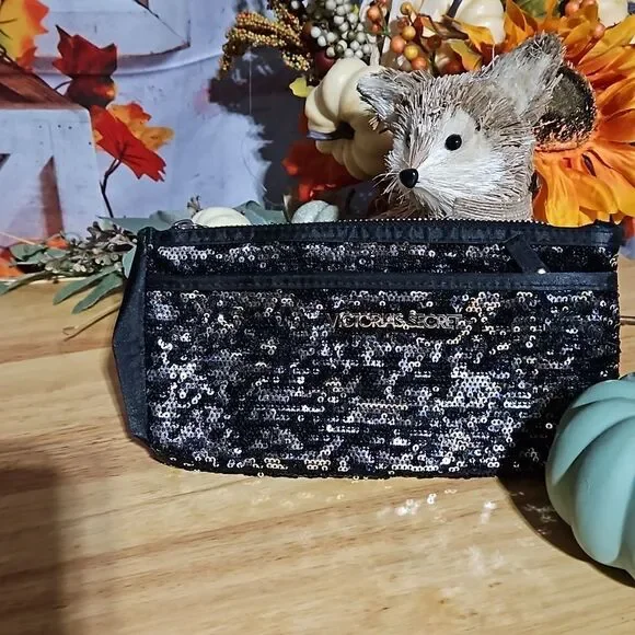 Victoria's Secret CLEARANCE  sequined black cosmetic bag