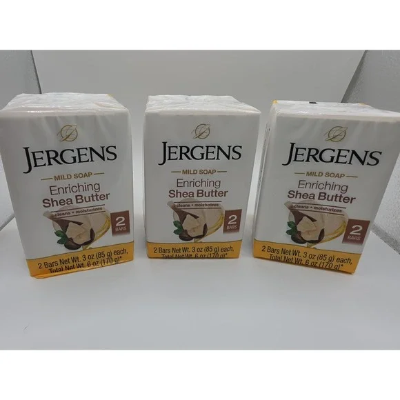 Jergens Enriching Shea Butter Mild Soap 6 Bars (3 Packs x 2) Brand New 3oz Each