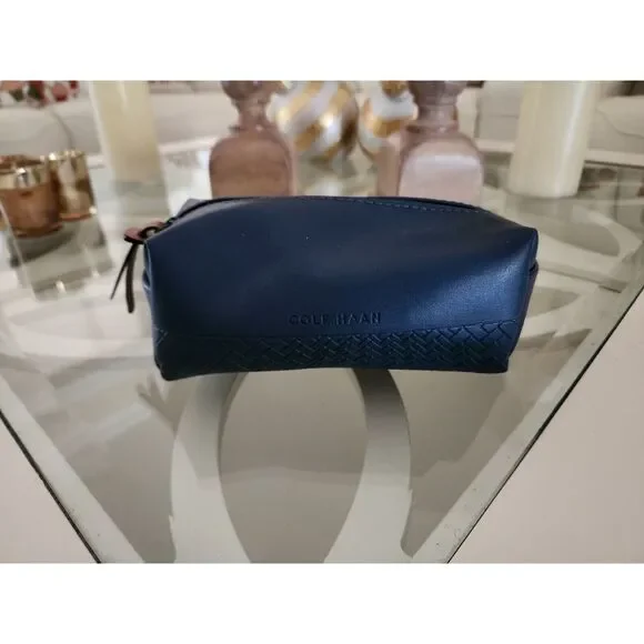 COLE‎ HAAN Blue PVC Cosmetic Case Travel Pouch