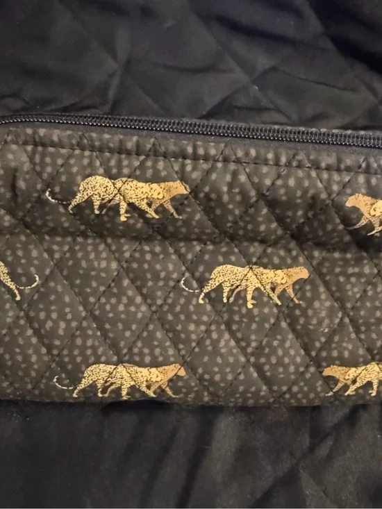 Americana by Sharif Quilted Leopard Print Makeup Bag Cosmetic Case