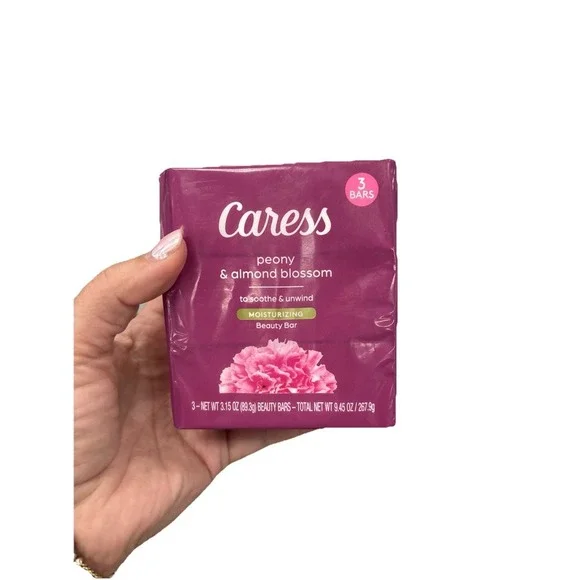 3 Pack CARESS Peony & Almond‎ Blossom Bar Soap 3.15 oz
