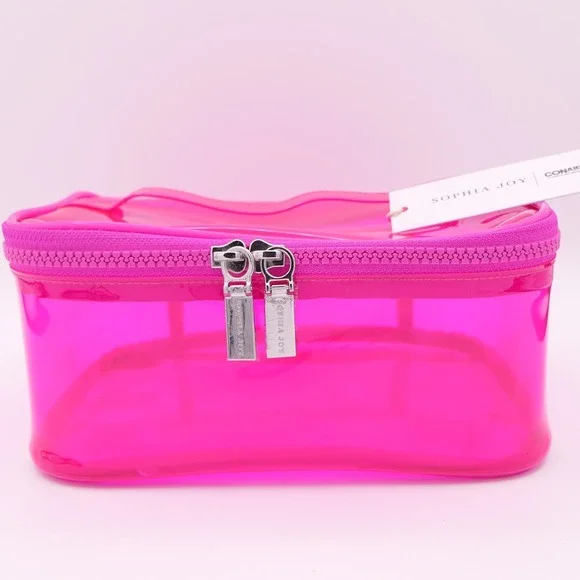 Conair Sophia Joy Tinted Pink Zippered Cosmetic Bag Makeup Organizer Case A28665