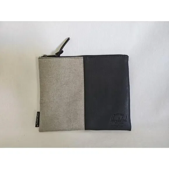 The Herschel Black & Gray 9.5 x 7.5 Make-Up‎ Bag Virgin Atlantic Pouch Zipper