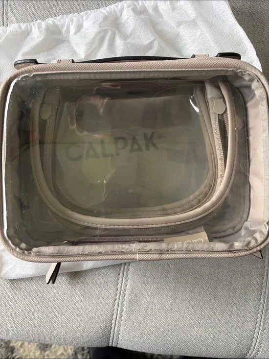 Calpak Small Clear Cosmetic Case in Stone