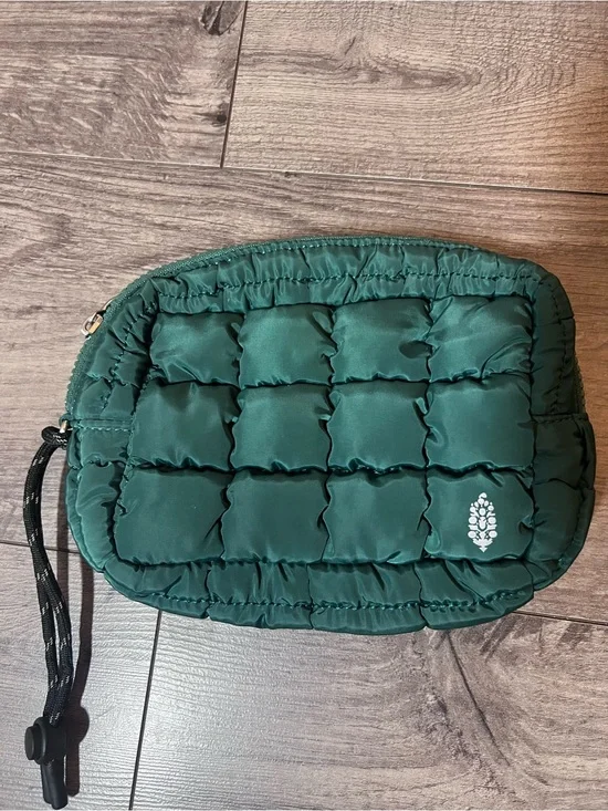 Free People Quilted Dark Green Toiletry Pouch