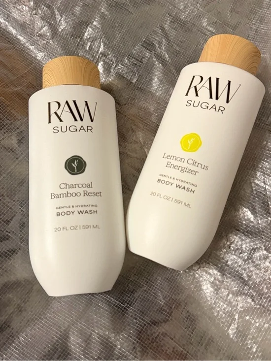 Raw Sugar Body Wash Set - Charcoal Bamboo & Lemon Citrus