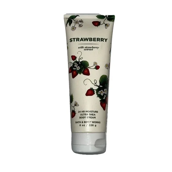 Bath & Body Works Strawberry‎ 24 hour Moisture Ultra Shea Body Cream 8oz Retired