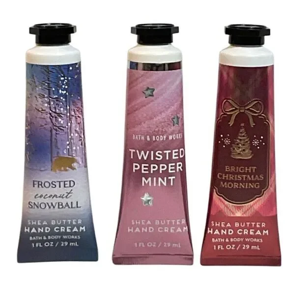 Bath and Body Works 3 Christmas Scented Shea Butter Hand Creams - 1 FL OZ Each