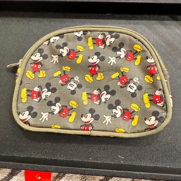 Disney Mickey Mouse Cosmetic Bag Pouch Zippered‎ Travel Organizer Green