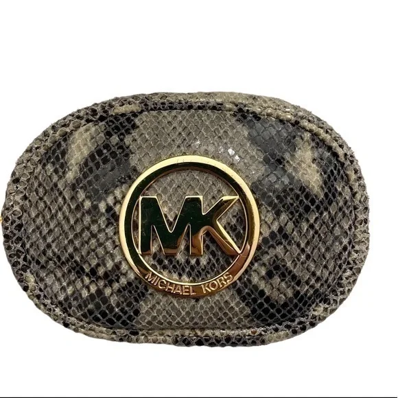 Michael Kors python embossed snakeskin embossed leather cosmetic pouch