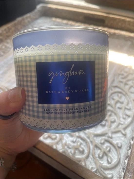 Bath & Body Works Gingham Scented Candle - Light Blue Plaid