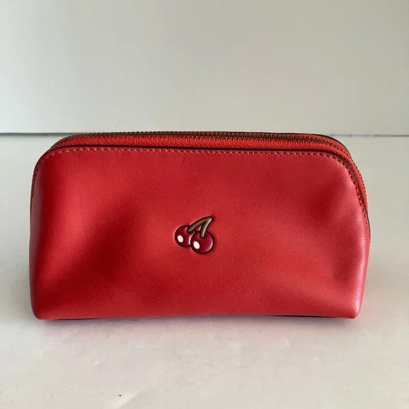 Coach Pac-Man Limited Edition Cosmetic Case Red Leather Cherries F56712 AS IS