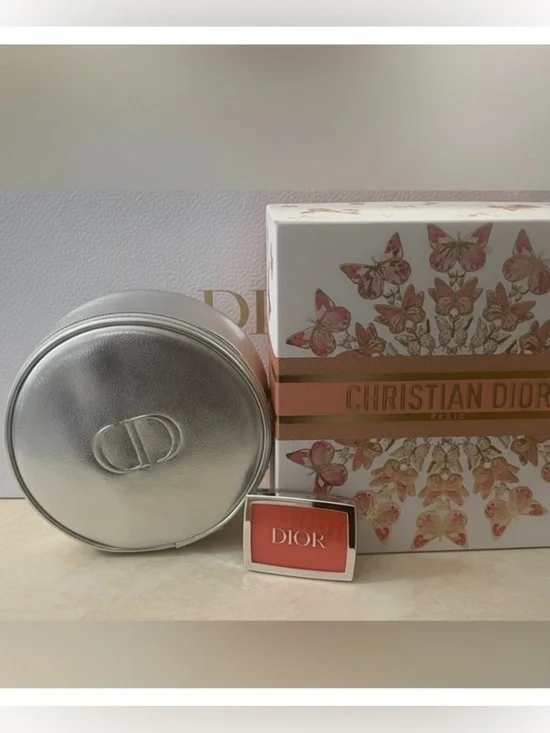 Limited Edition Dior Butterfly Gift Set - Rosy Glow Blush 015 Cherry & Case