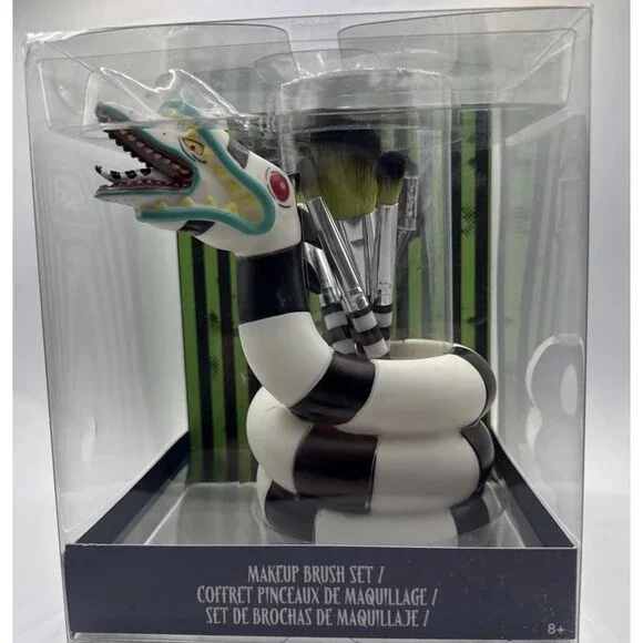 NIB Loungefly Beetlejuice Sandworm Makeup Brush Holder Cup Halloween Tim Burton