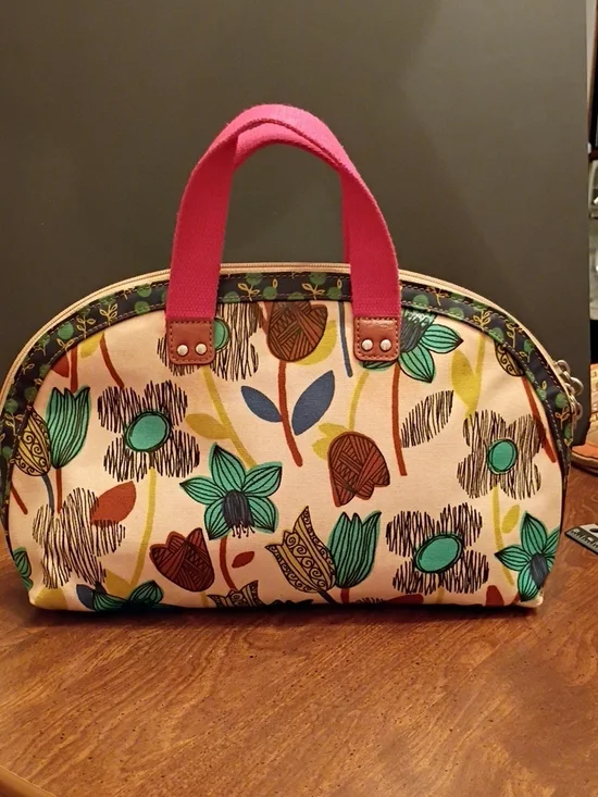 Fossil Floral Coated Canvas Cosmetic Bag Satchel