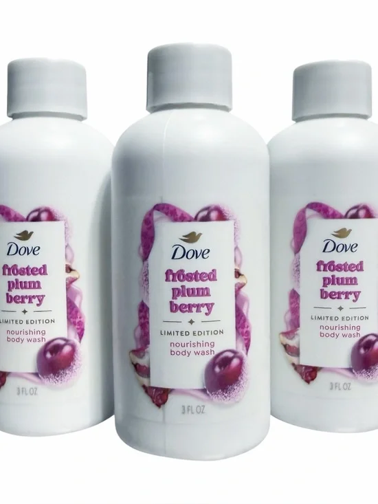Set of 3 - Dove FROSTED PLUM BERRY Body Wash Limited Edition - Travel Size