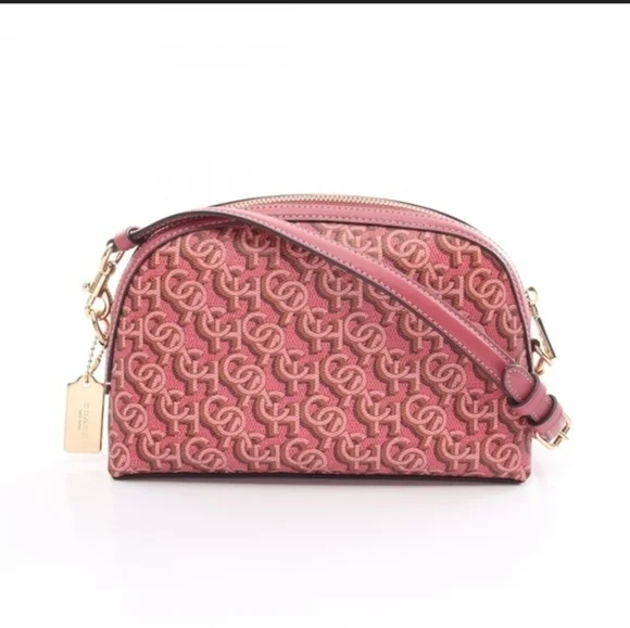 New COACH MADI Crossbody w Rouge Pink Canvas & Leather Monogram Print